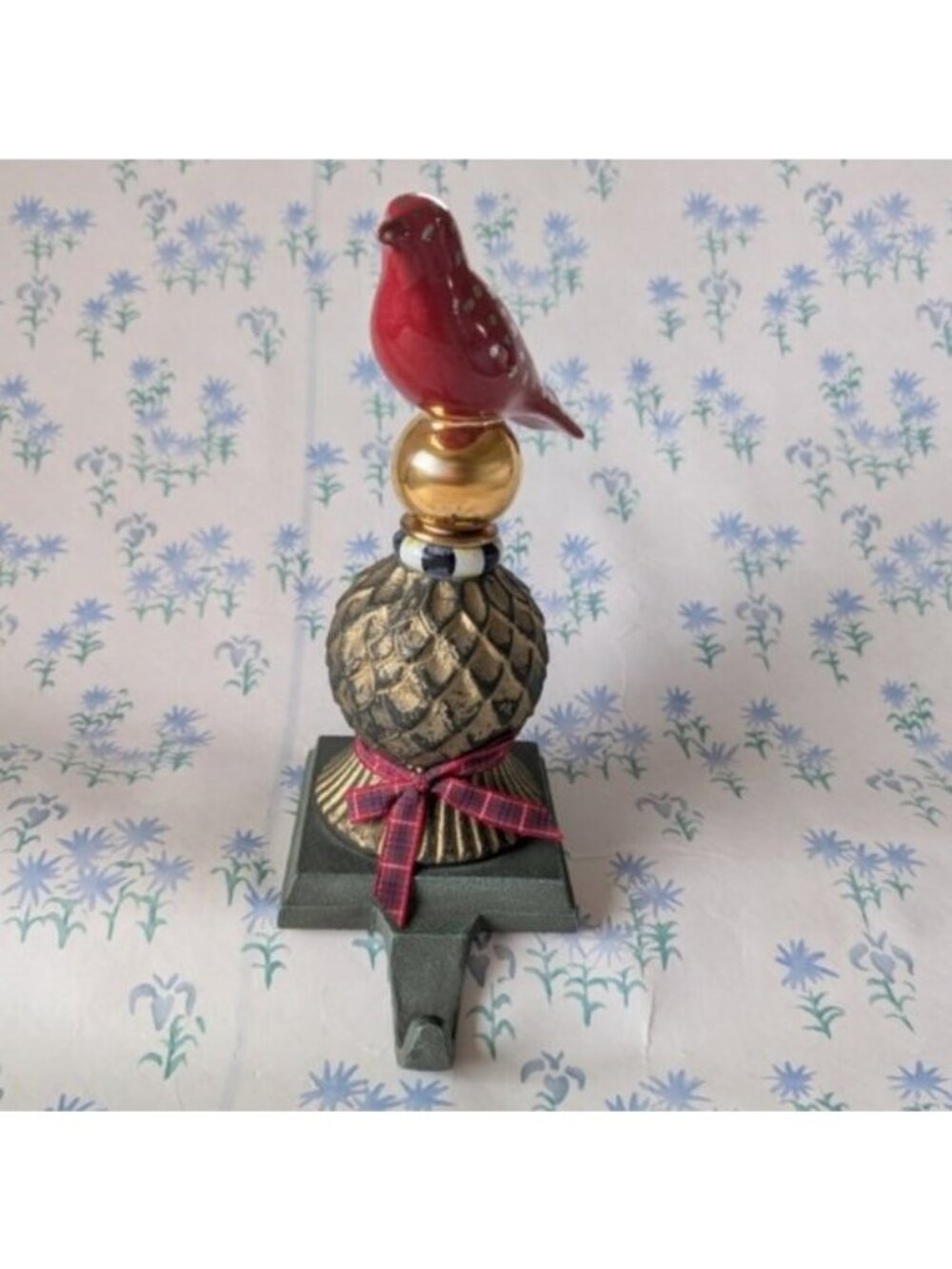 Mackenzie Childs Bird on Thistle Stocking Holder Wreath Hook Christmas Decor